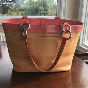 Coach top handle vachetta leather bag